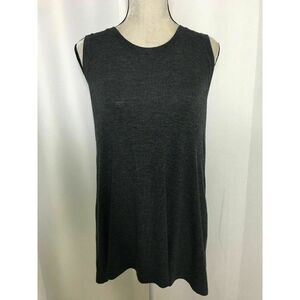 Three Dots Womens Solid Charcoal Gray Scoop Neck Tank Top Medium
